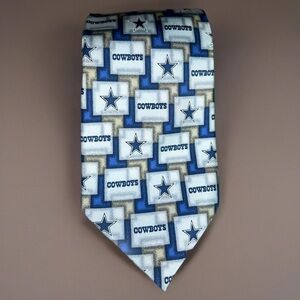 NFL Dallas Cowboys Logo Football Silk Necktie Blue & White
